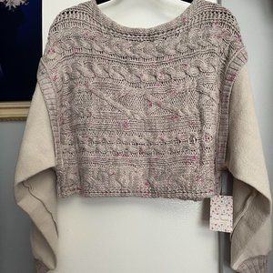 Brand New Free People Crop Sweater (White/Combo)
